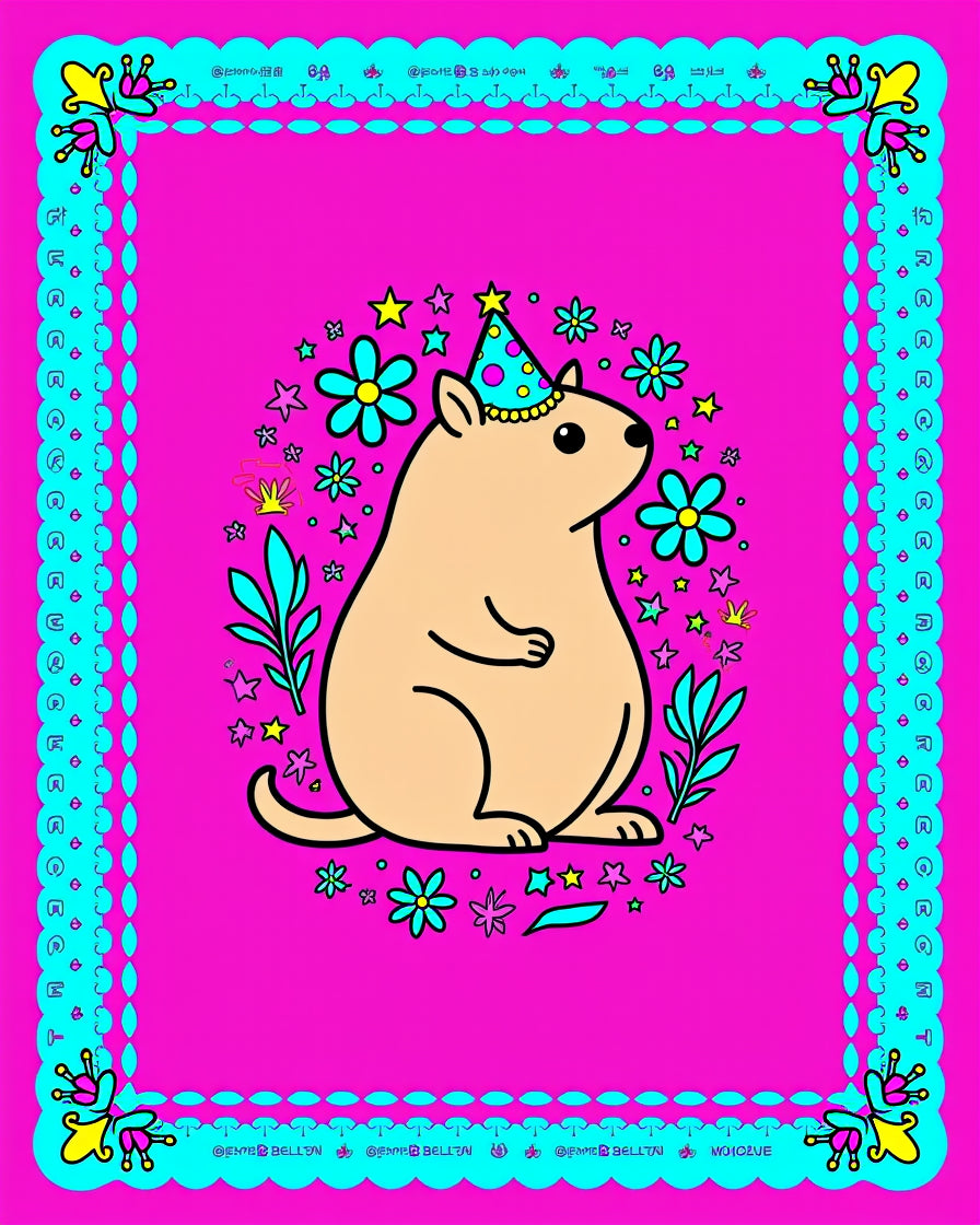 Pink Groundhog Birthday Party Celebration Rug