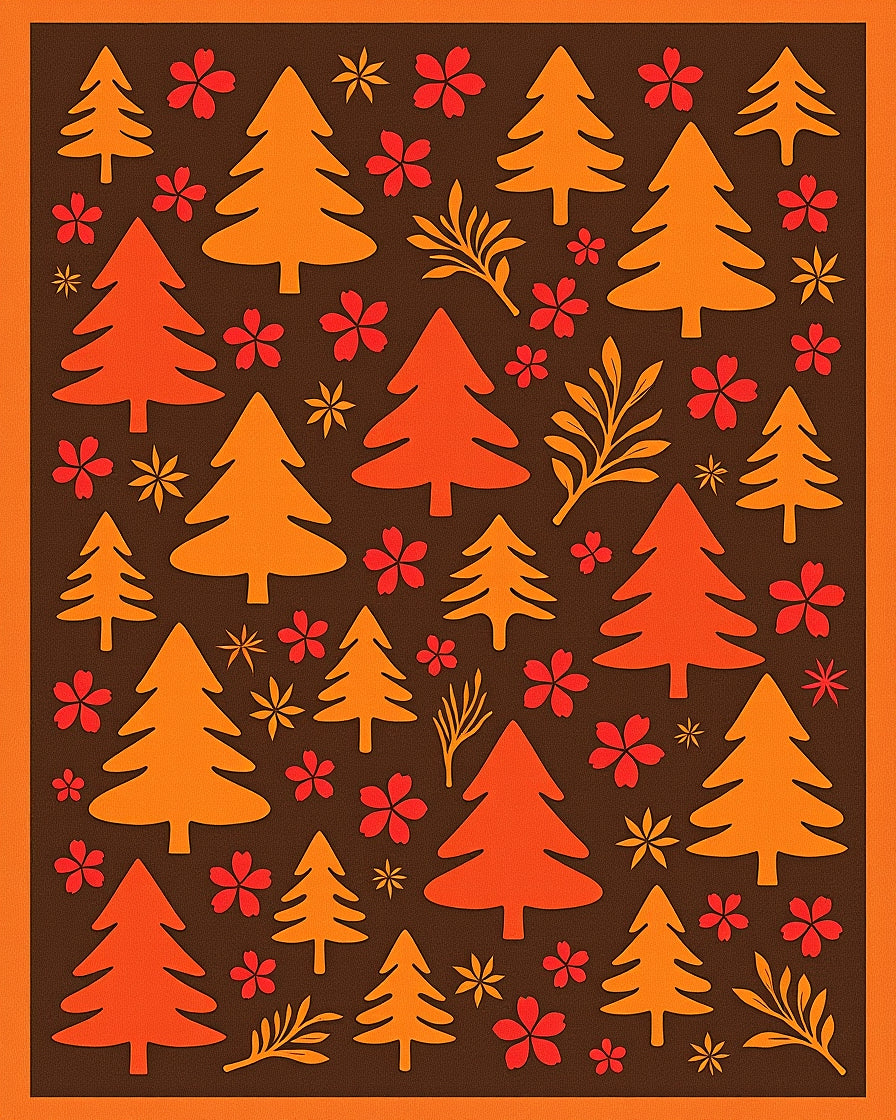 Autumn Forest Orange Pine Trees Rug