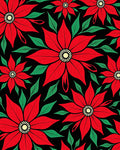 Bold Red Floral Poinsettia Swirl Rug