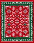 Red White Green Snowflake Border Rug