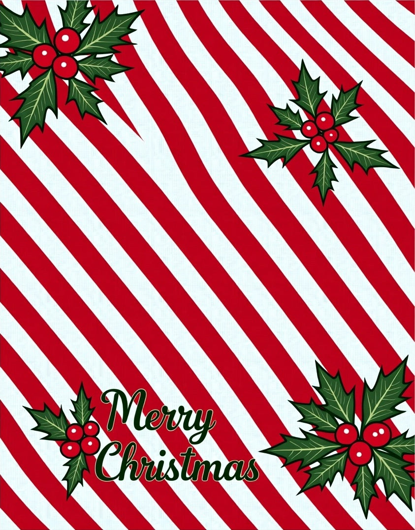 Red White Striped Holly Berry Accent Rug