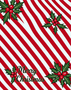 Red White Striped Holly Berry Accent Rug