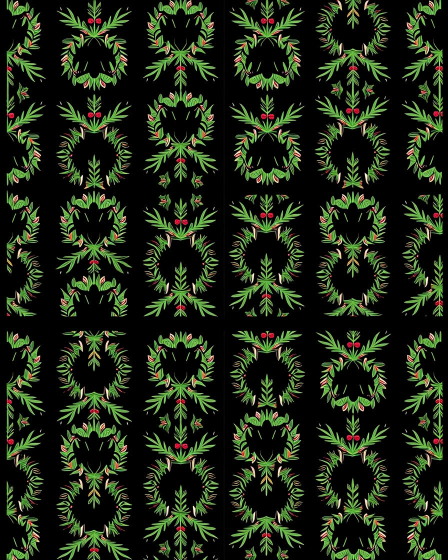 Green Red Beaded Wreath Mirror Rug
