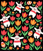 Happy Bunnies And Tulips Garden Rug