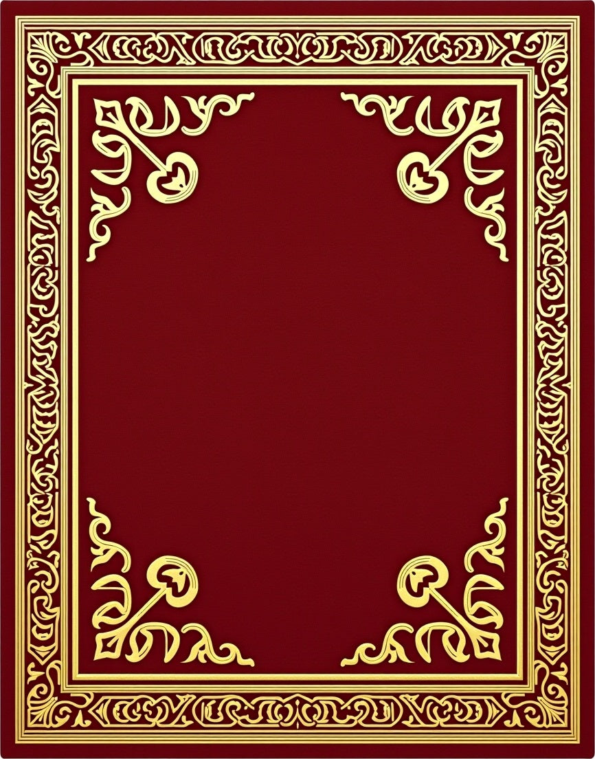 Rich Crimson Golden Ornate Scroll Rug