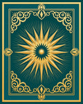 Golden Sunburst Emerald Border Rug