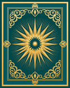 Golden Sunburst Emerald Border Rug
