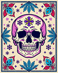 Vibrant Skull Floral Medallion Rug