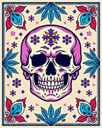 Vibrant Skull Floral Medallion Rug