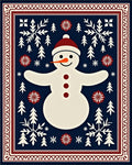 Winter Snowman Scene Folk Art Rug