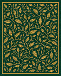 Deep Emerald Gold Leaf Scroll Rug