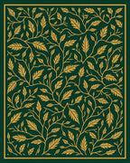 Deep Emerald Gold Leaf Scroll Rug