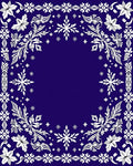 Deep Blue Floral Snowflake Frame Rug