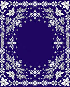 Deep Blue Floral Snowflake Frame Rug