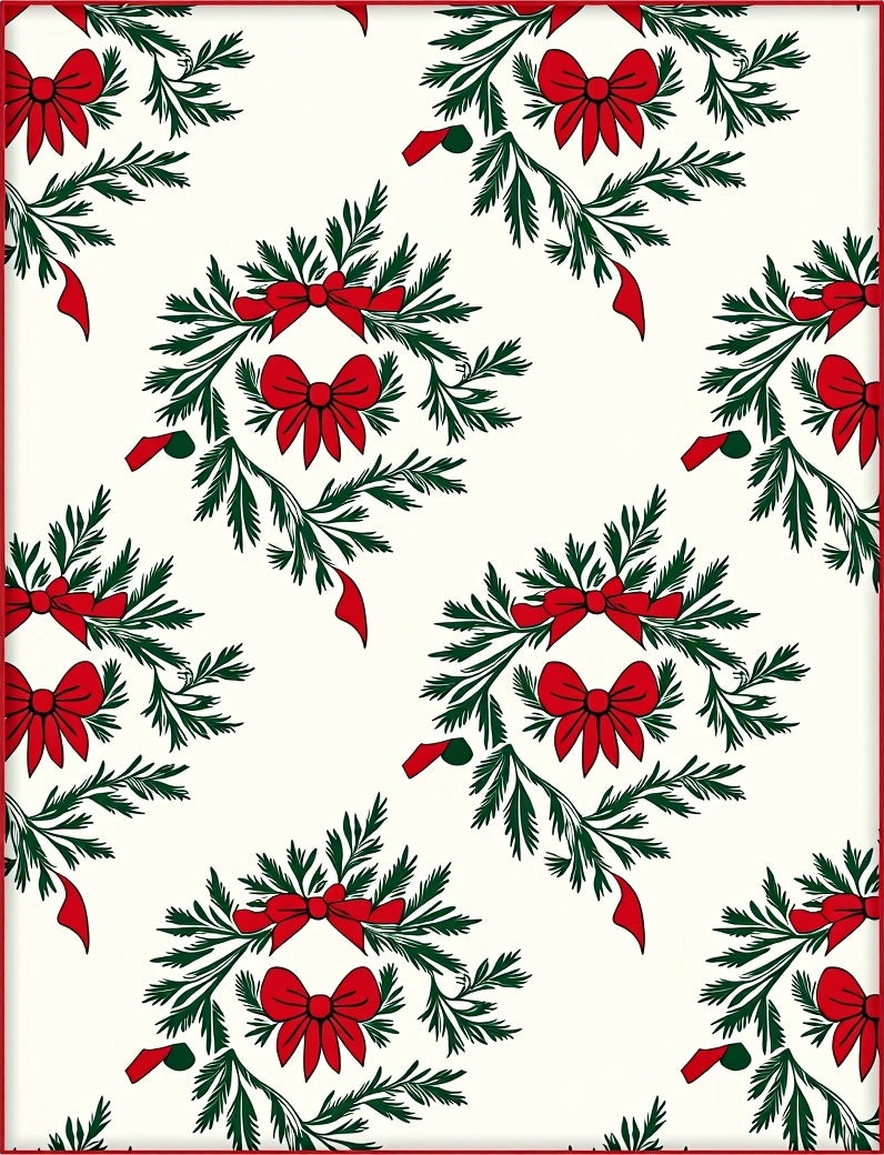 Christmas Floral Wreath Red Bows Rug