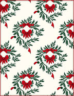 Christmas Floral Wreath Red Bows Rug