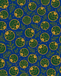 Deep Blue Green Gold Medallion Folk Art Rug