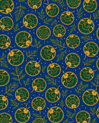 Deep Blue Green Gold Medallion Folk Art Rug