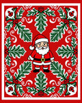 Jolly Red Santa Holly Garland Rug