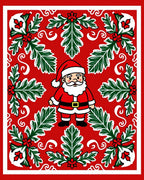 Jolly Red Santa Holly Garland Rug