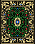 Rich Emerald Floral Art Nouveau Rug