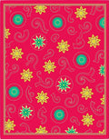 Vibrant Red Sunburst Swirl Arrangement Rug