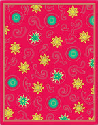 Vibrant Red Sunburst Swirl Arrangement Rug