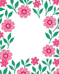 Pink Floral Garden Border Rug
