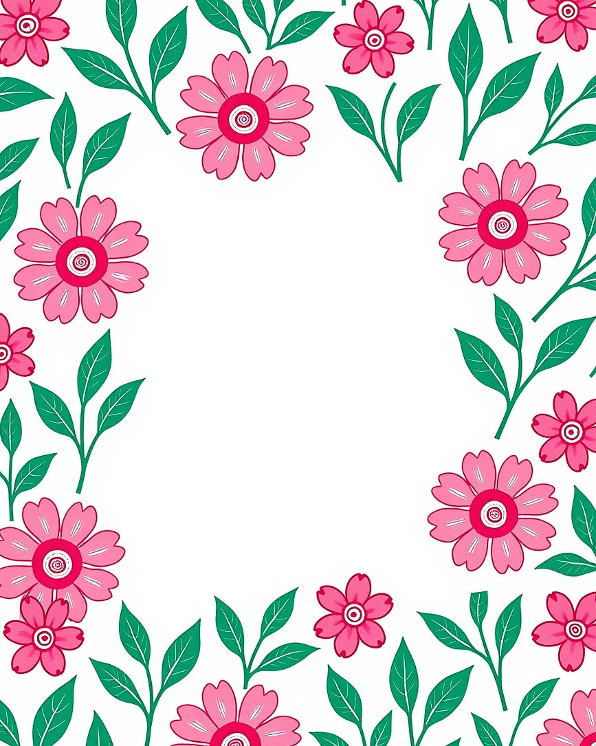 Pink Floral Garden Border Rug