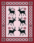 Crimson Reindeer Snowflake Border Rug