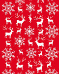 Red White Reindeer Snowflake Collection Rug