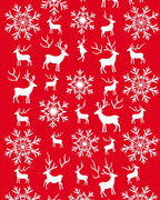 Red White Reindeer Snowflake Collection Rug