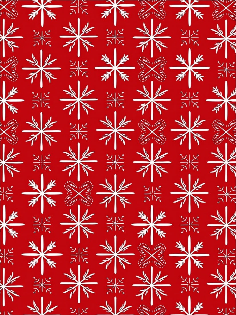 Red White Snowflake Medallion Collage Rug