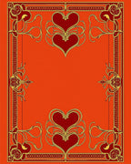 Crimson Gold Double Heart Frame Rug