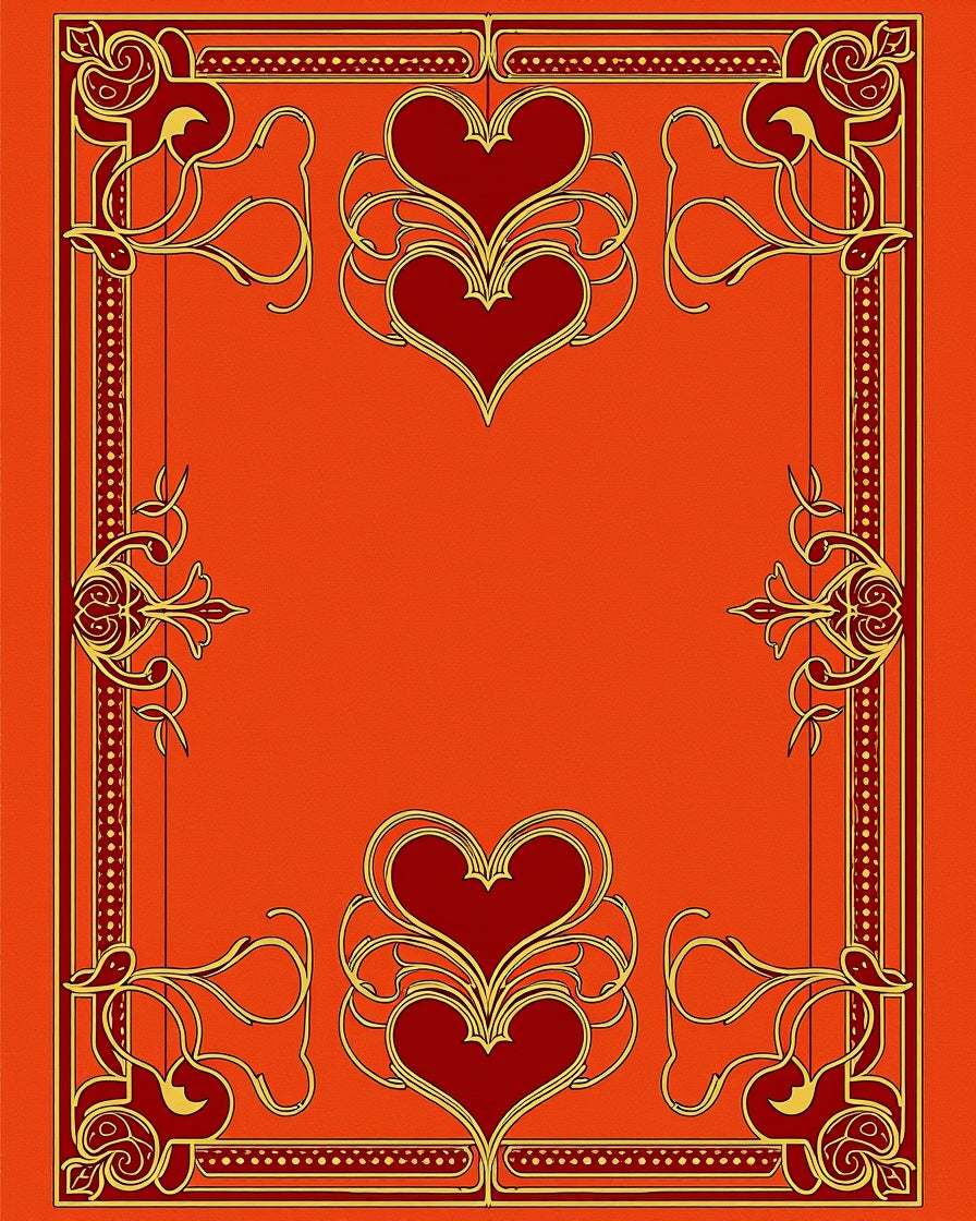 Crimson Gold Double Heart Frame Rug
