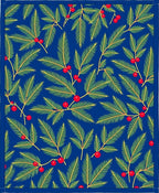 Deep Blue Pine Sprig Holly Rug