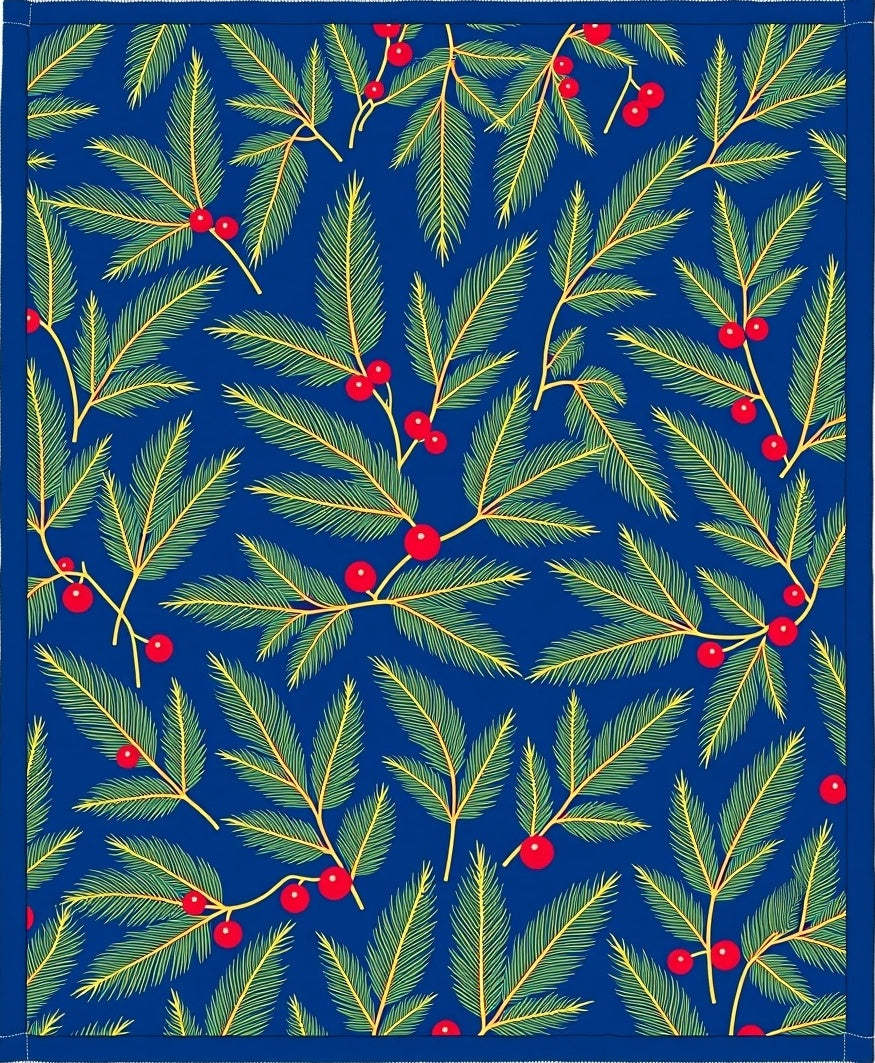 Deep Blue Pine Sprig Holly Rug