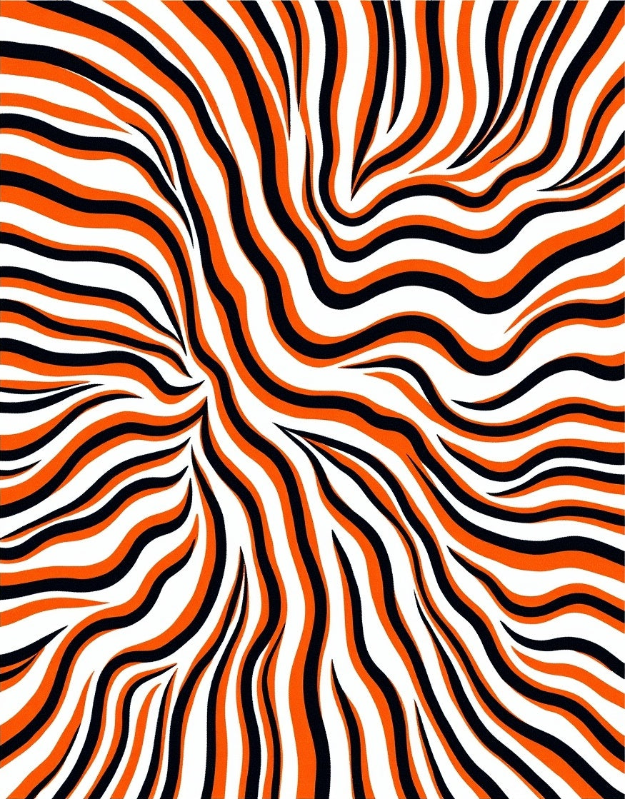 Bold Orange Black Wave Stripes Rug