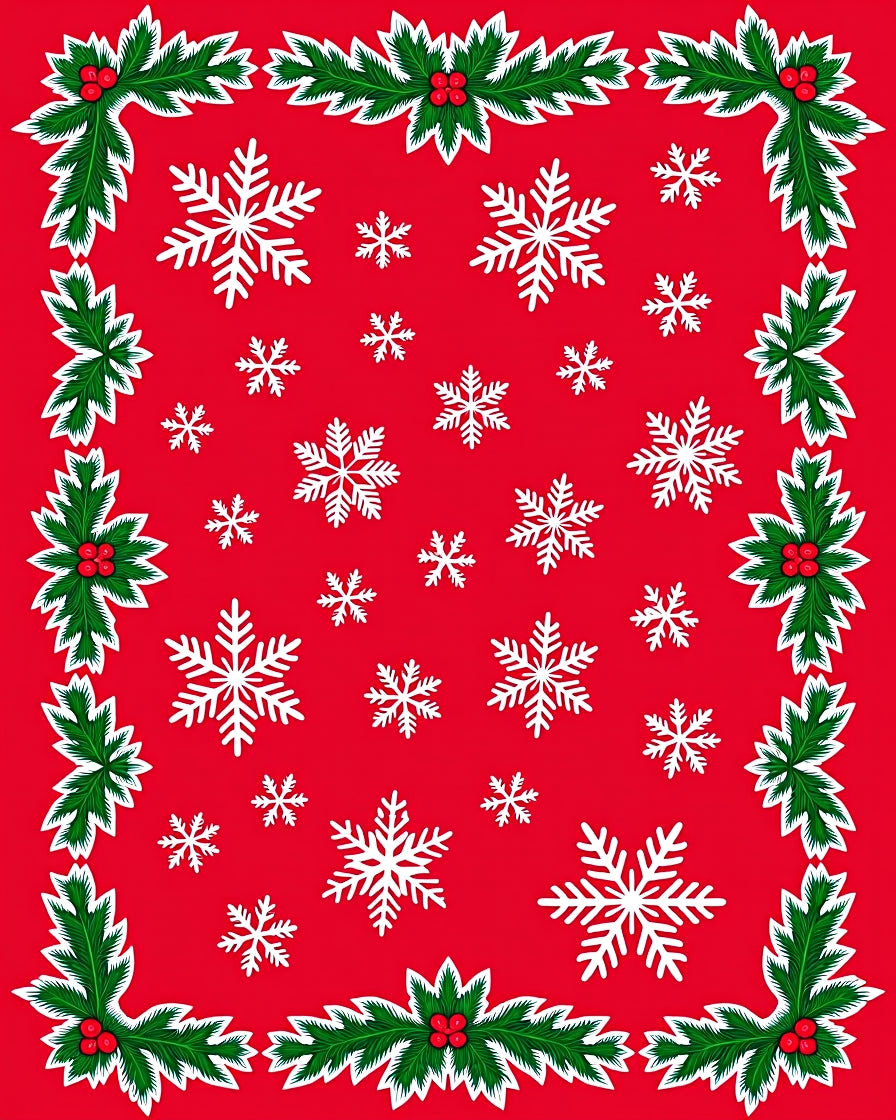 Winter Wonderland Snowflake Holly Garland Rug