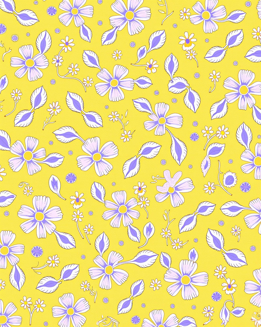 Whimsical Yellow Purple Floral Garden Rug