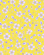 Whimsical Yellow Purple Floral Garden Rug