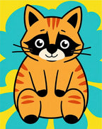 Whimsical Orange Cat Bursting Circles Rug