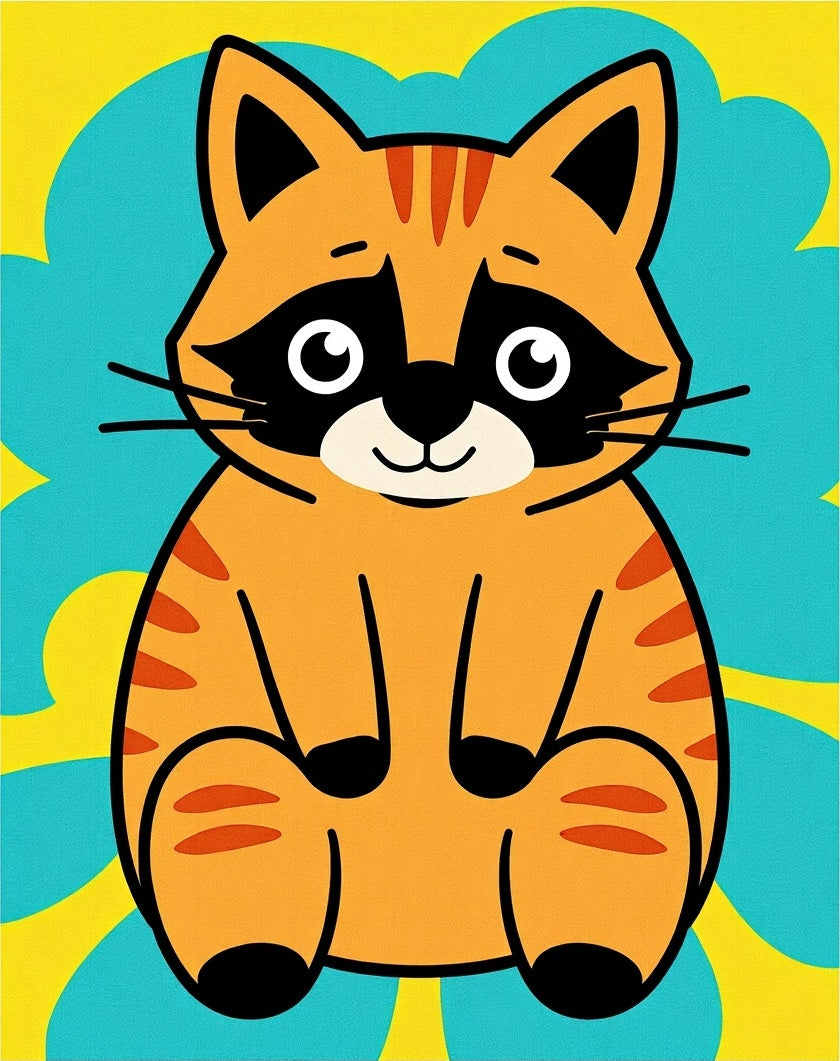 Whimsical Orange Cat Bursting Circles Rug