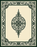 Green Floral Medallion Border Rug