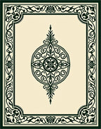 Green Floral Medallion Border Rug