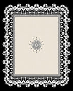 Cream and Black Floral Lace Rug