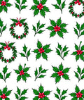 Green Holly Berry Wreath Garland Rug