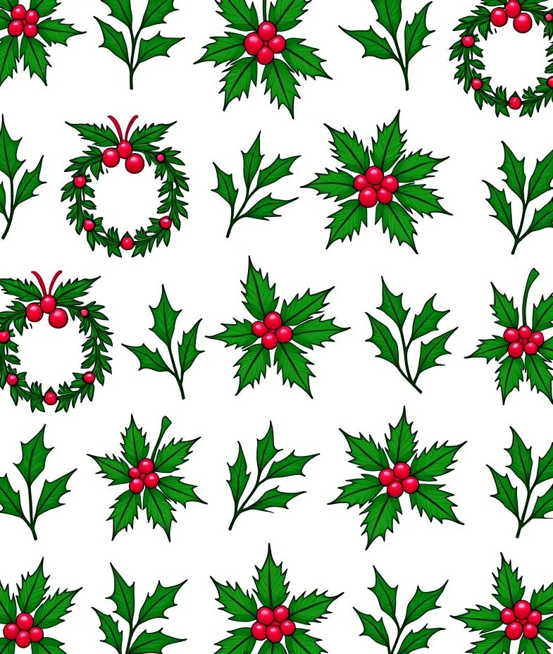 Green Holly Berry Wreath Garland Rug