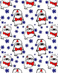 Festive Red Bow Penguin Snowflakes Rug
