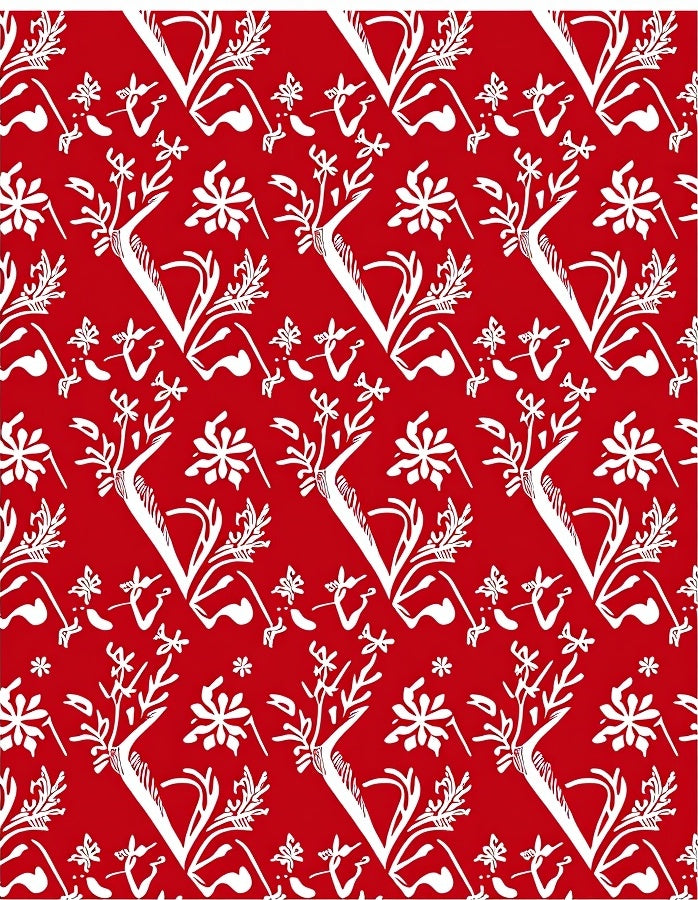Chinoiseries Red White Floral Tree Scroll Rug